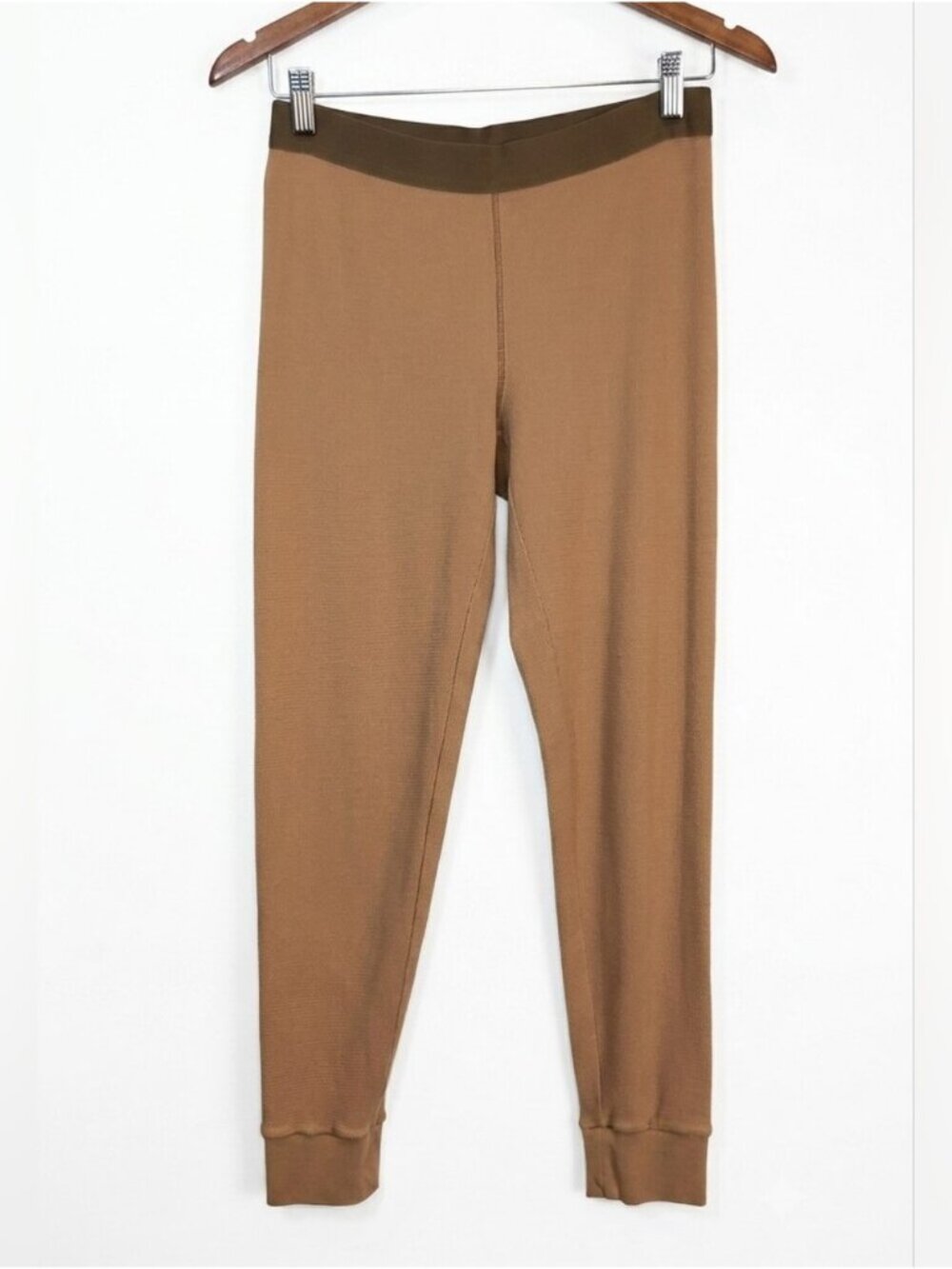 Tna Aritzia Waffle Knit Thermal Leggings Tan Brown Womens Small Organic Joggers